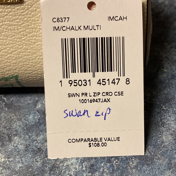 Coach L-zip Card coin case swan print canvas. NWT - Picture 6 of 7